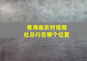 青海省农村信用社总行在哪个位置